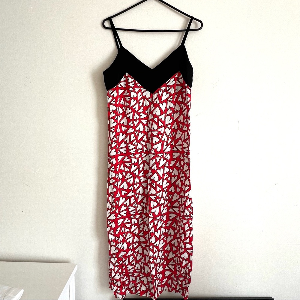 RHODE heart print dress size S black red white